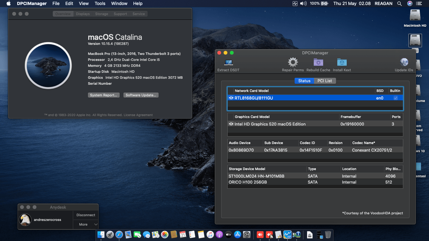 Success Hackintosh macOS Catalina 10.15.4 Build 19E287 in Lenovo Ideapad 310-14ISK
